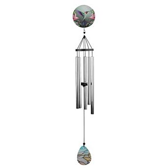 FC Design 37" Long Hummingbird Glass Wind Chime Decoration Garden and Patio Decor