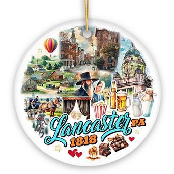 Artistic Lancaster Pennsylvania Ornament, Beautiful Amish Cultures Christmas Gift Version 2