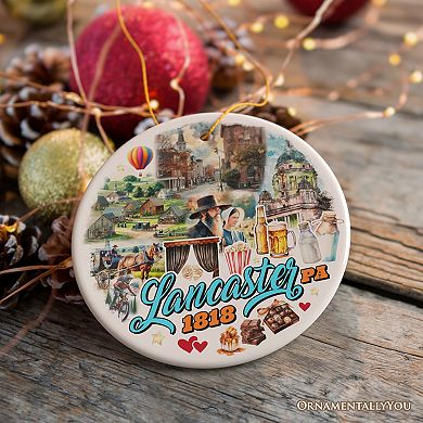 Artistic Lancaster Pennsylvania Ornament, Beautiful Amish Cultures Christmas Gift Version 2