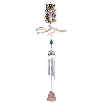 FC Design 21" Long Owl Metal Silhouette Wind Chime Decoration Garden and Patio Decor