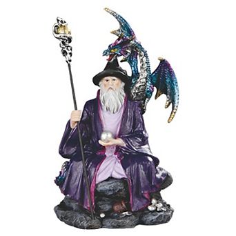 FC Design 6.25"H Wizard Sitting with Dragon on his Shoulder Figurine Decoration Home Room Decor