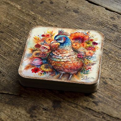 Turkey Wooden Cork Coasters Gift Set of 4