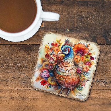 Turkey Wooden Cork Coasters Gift Set of 4