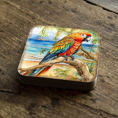 Parrots Wooden Cork Coasters Gift Set of 4