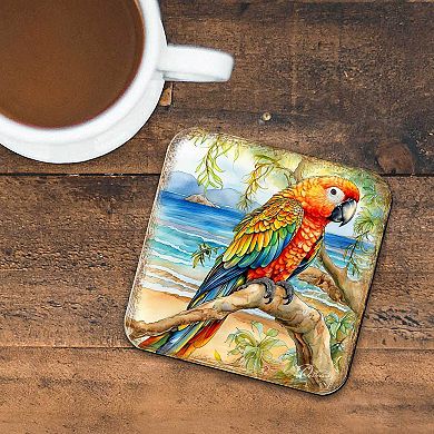 Parrots Wooden Cork Coasters Gift Set of 4