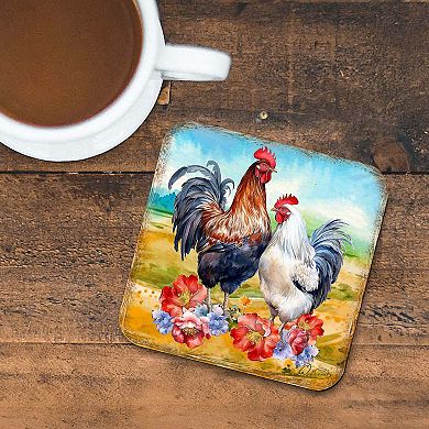 Spring on a Farm Wooden Cork Coasters Gift Set of 4
