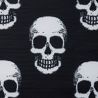 Kate Aurora Halloween Accents Black and White Spooky Skulls Fabric Shower Curtain - Standard Size