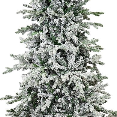 Sunnydaze Slim and Stately Artificial Christmas Tree - 7 ft - Flocked