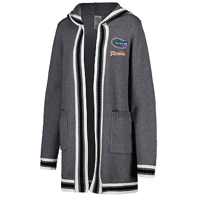 Women's Gameday Couture Charcoal Florida Gators One More Round Tri-Blend Striped Hooded Cardigan Sweater