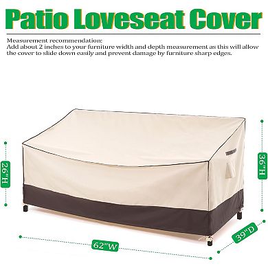 F&J Outdoors Premium Waterproof Outdoor Patio Sofa Cover - 62" W x 39" D x 36" H