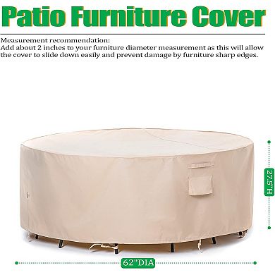 F&J Outdoors Premium Waterproof Outdoor Patio Round Table Cover - 62"Dia x 27.5"H
