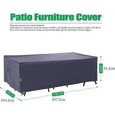 F&J Outdoors Premium Waterproof Outdoor Patio Rectangular Table Cover - 180"W x 96"D x 36"H