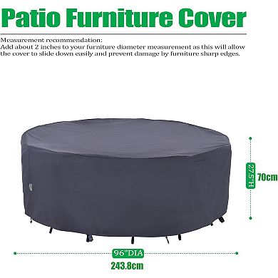 F&J Outdoors Premium Waterproof Outdoor Patio Round Table Cover - 96"Dia x 27.5"H