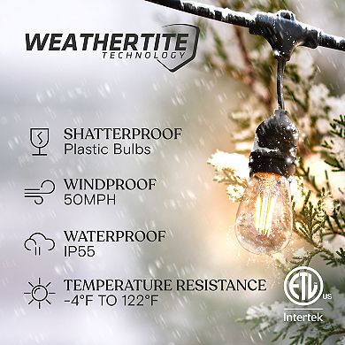 Ambience Pro 48 Ft. Outdoor Plug-in Led 2-watt String Lights In Warm White With 15 Hooks