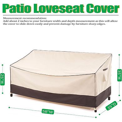 F&J Outdoors Premium Waterproof Outdoor Patio Sofa Cover - 58" W x 35" D x 35"H