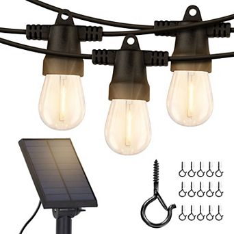 Ambience Pro 27 Ft. Outdoor Solar Led 1 watt String Lights In Warm White With 15 Hooks