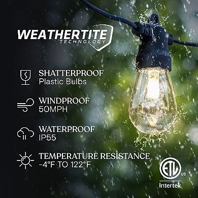 Ambience Pro 27 Ft. Outdoor Solar Led 1-watt String Lights In Warm White With 15 Hooks