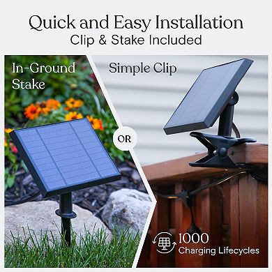 Ambience Pro 27 Ft. Outdoor Solar Led 1-watt String Lights In Warm White With 15 Hooks