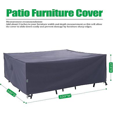 F&J Outdoors Premium Waterproof Outdoor Patio Rectangular Table Cover - 100"W x 100"D x 27.5"H