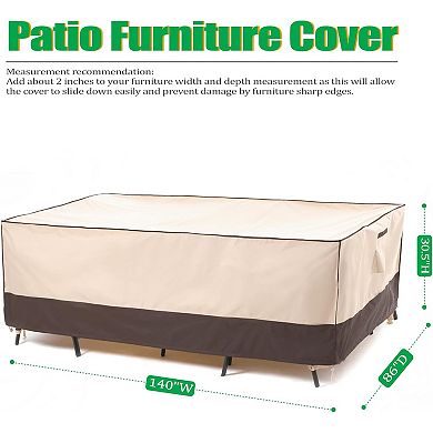 F&J Outdoors Premium Waterproof Outdoor Patio Rectangular Table Cover