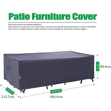 F&J Outdoors Premium Waterproof Outdoor Patio Rectangular Table Cover - 160"W x 92"D x 35"H