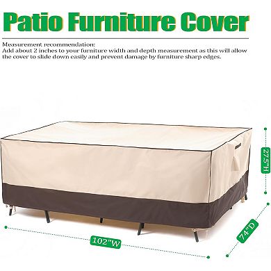 F&J Outdoors Premium Waterproof Outdoor Patio Rectangular Table Cover