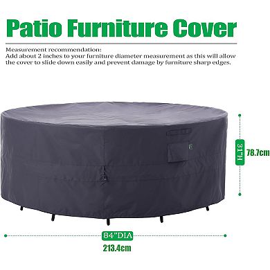 F&J Outdoors Premium Luxury Waterproof Outdoor Patio Round Table Cover - 84"Dia x 31"H