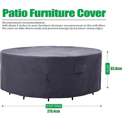 F&J Outdoors Premium Luxury Waterproof Outdoor Patio Round Table Cover - 110"Dia x 33"H