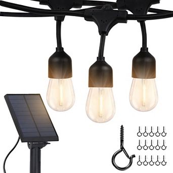 Ambience Pro 48 Ft. Outdoor Solar Led 1 watt String Lights In Warm White With 15 Hooks