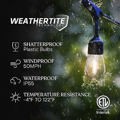 Ambience Pro 48 Ft. Outdoor Solar Led 1-watt String Lights In Warm White With 15 Hooks