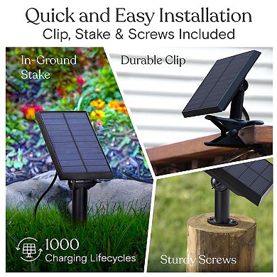 Ambience Pro 48 Ft. Outdoor Solar Led 1-watt String Lights In Warm White With 15 Hooks