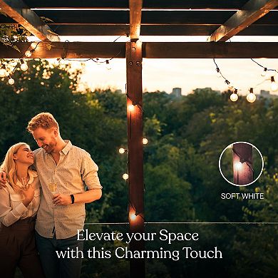 Ambience Pro 27 Ft. Solar Led Thin Wire Globe String Lights In Soft White With 15 Hooks