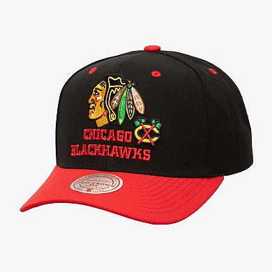 Men's Mitchell & Ness Black Chicago Blackhawks All In 2.0 Pro Crown Adjustable Hat
