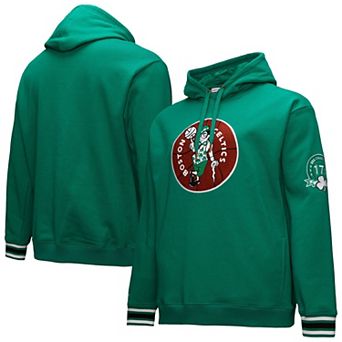 Men's Mitchell & Ness Kelly Green Boston Celtics Chainstitch Applique Vintage Heavyweight Pullover Hoodie
