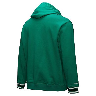 Men's Mitchell & Ness Kelly Green Boston Celtics Chainstitch Applique Vintage Heavyweight Pullover Hoodie