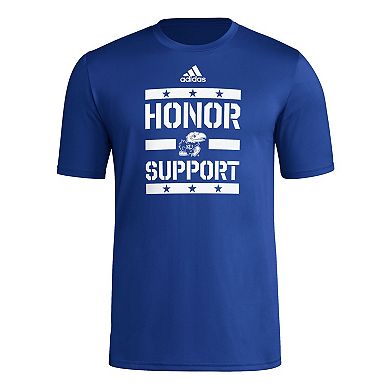 Men's adidas Royal Kansas Jayhawks Honor & Support Pre-Game T-Shirt