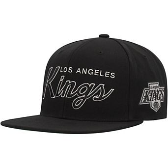 Men's Mitchell & Ness Black Los Angeles Kings Core Team Script 2.0 Snapback Hat