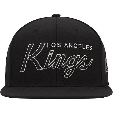 Men's Mitchell & Ness Black Los Angeles Kings Core Team Script 2.0 Snapback Hat