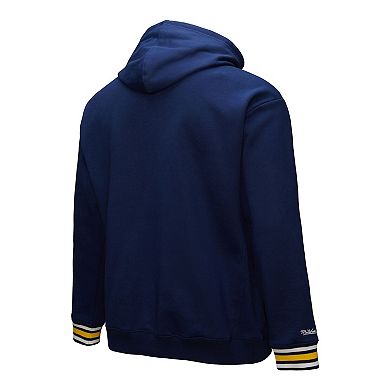 Men's Mitchell & Ness Navy Michigan Wolverines Chainstich Fleece Pullover Hoodie