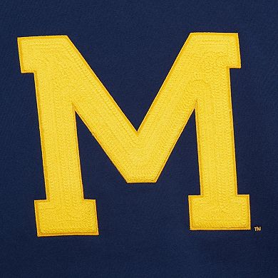 Men's Mitchell & Ness Navy Michigan Wolverines Chainstich Fleece Pullover Hoodie