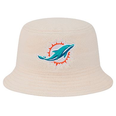 Women's New Era Cream Miami Dolphins Cozy Sherpa Bucket Hat