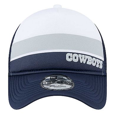 Men's New Era White/Navy Dallas Cowboys Sport Night Color Block 9FORTY A-Frame Trucker Adjustable Hat
