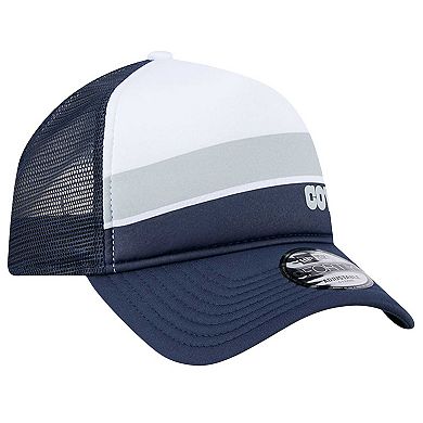 Men's New Era White/Navy Dallas Cowboys Sport Night Color Block 9FORTY A-Frame Trucker Adjustable Hat