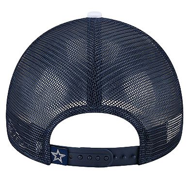 Men's New Era White/Navy Dallas Cowboys Sport Night Color Block 9FORTY A-Frame Trucker Adjustable Hat