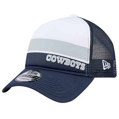 Men's New Era White/Navy Dallas Cowboys Sport Night Color Block 9FORTY A-Frame Trucker Adjustable Hat