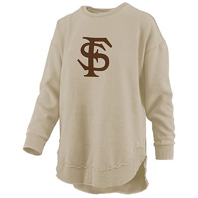 Women's Pressbox Tan Florida State Seminoles Poncho Fleece Pullover Sweatshirt