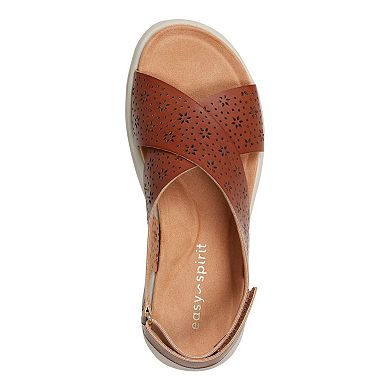 Easy Spirit Amiya Women's Perforated Criss-Cross Strap Slingback Sandals
