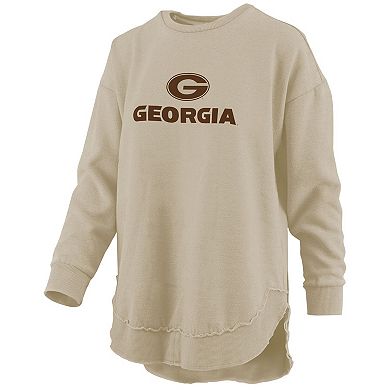 Women's Pressbox Tan Georgia Bulldogs Poncho Fleece Pullover Sweatshirt