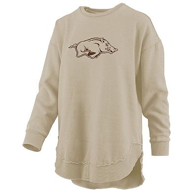 Women's Pressbox Tan Arkansas Razorbacks Poncho Fleece Pullover Sweatshirt