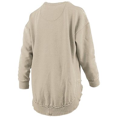 Women's Pressbox Tan Arkansas Razorbacks Poncho Fleece Pullover Sweatshirt